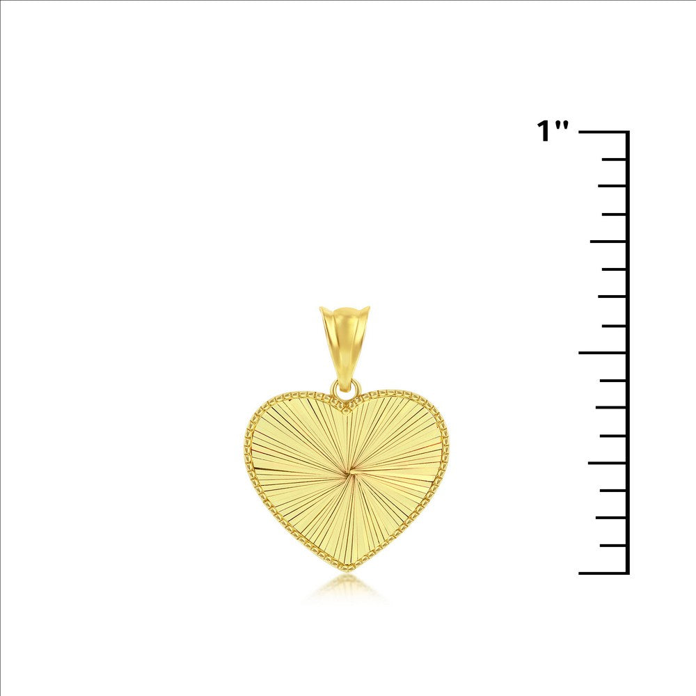 14k Yellow Gold Diamond Cut Heart Pendant