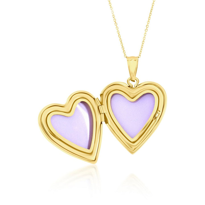 14k Yellow Gold Mother of Pearl Heart Locket