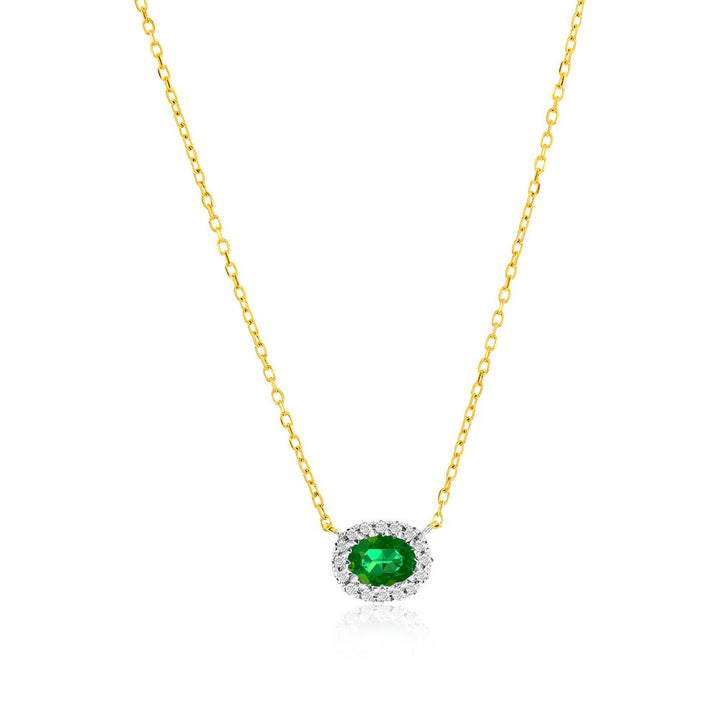 14k Green Oval Emerald Necklace