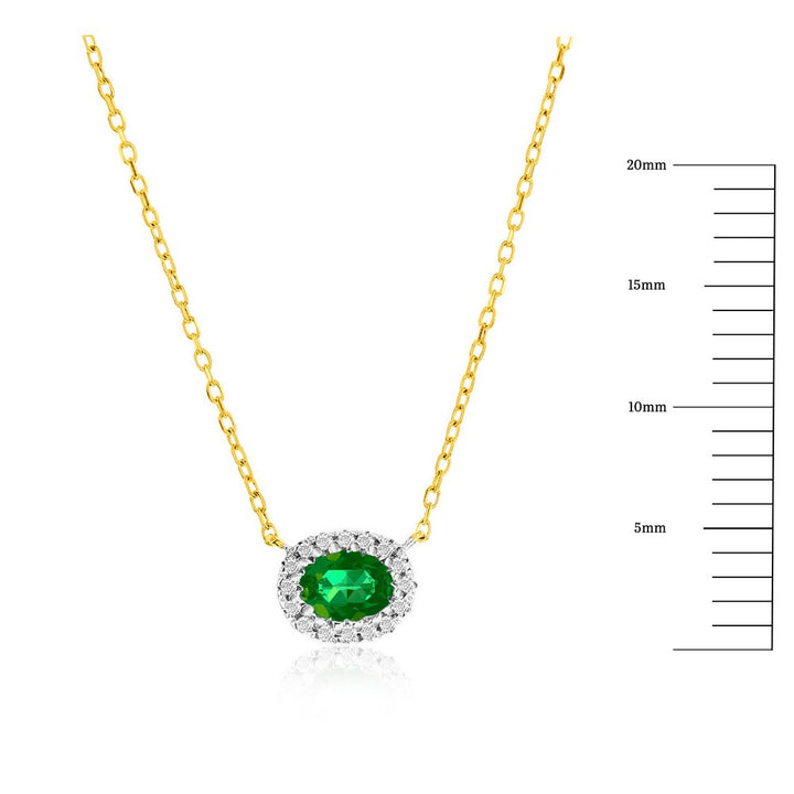 14k Green Oval Emerald Necklace