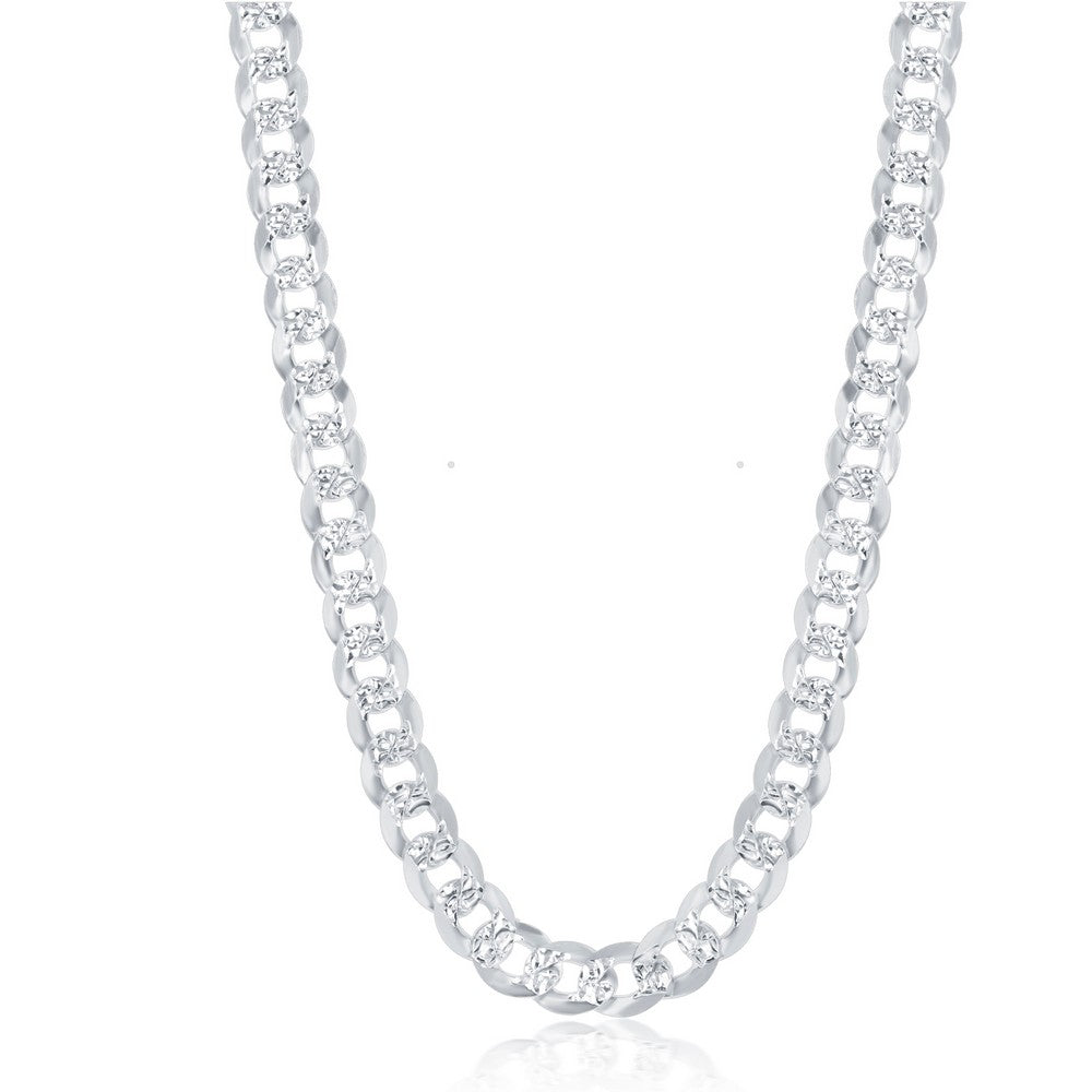 7.3mm Diamond cut Sterling Silver Curb Chain