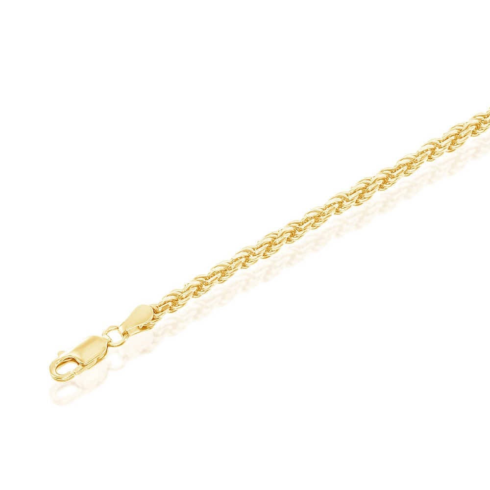 3mm Solid Sterling Silver Rope Chain Yellow