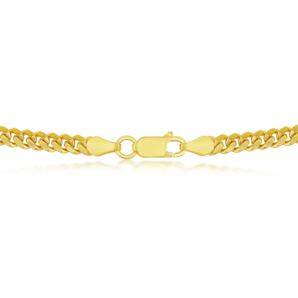 4mm Solid Miami Cuban Chain Sterling Silver Yellow