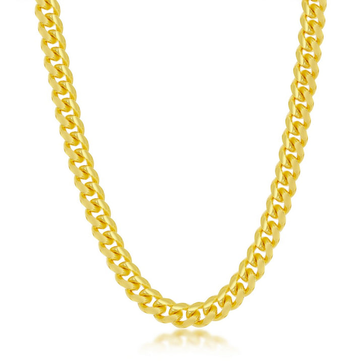 6mm Solid Miami Cuban Chain Sterling Silver Yellow