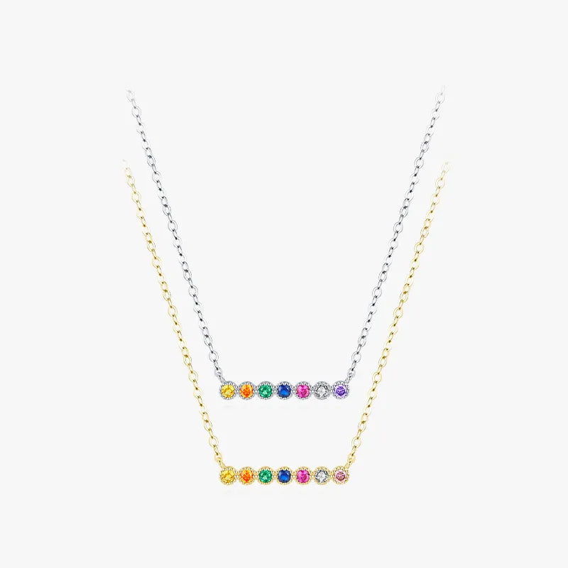 Round Brilliant multi color Sterling Silver Necklace