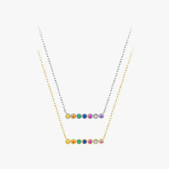 Round Brilliant multi color Sterling Silver Necklace