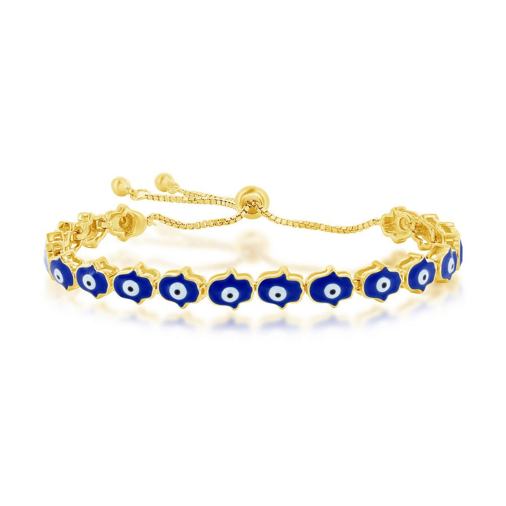 Blue Enamel Hamsa Hand Bracelet