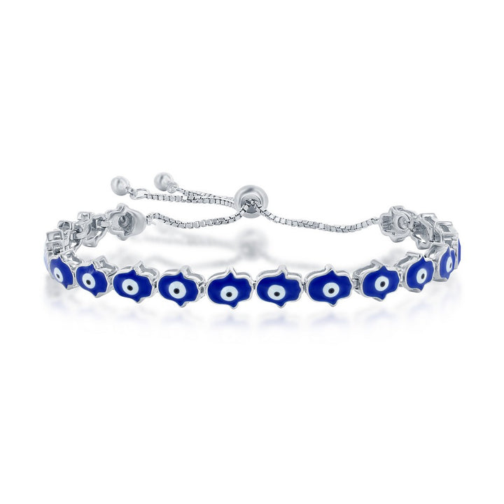 Blue Enamel Hamsa Hand Bracelet